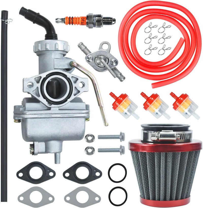 HOLATO PZ20 Carburetor Carb Air filter Fuel Line Kit for 50cc-125cc Taotao ATA-110B 125D Boulder B1 T-Force Coolster Apollo kazuma Kids ATV Four Wheeler XR70 XR80 CRF70 CRF80F Dirt Pit bike (RED) - Image 1